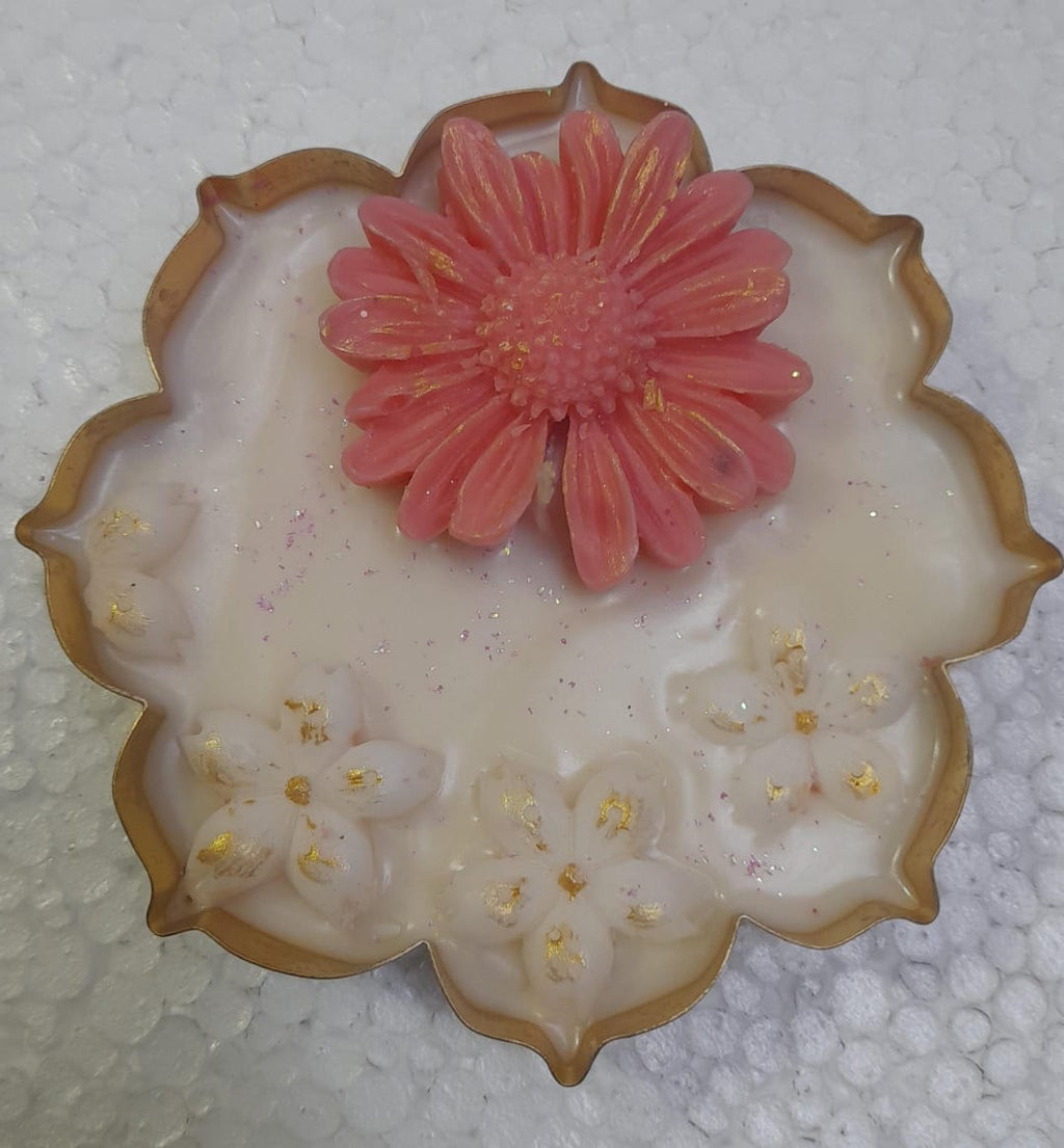 Handcrafted Floral Garden Urli Candle | 4.5 Inch Decorative Candle