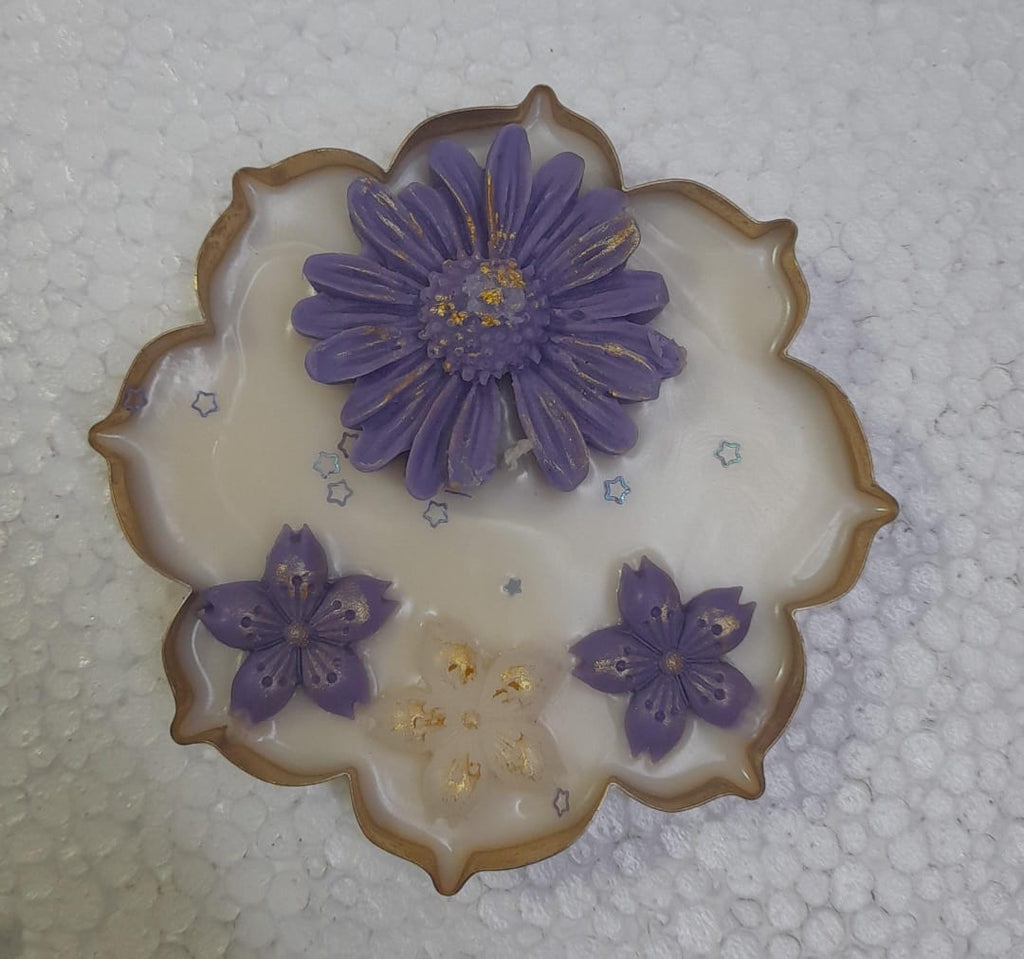 Handcrafted Floral Garden Urli Candle | 4.5 Inch Decorative Candle