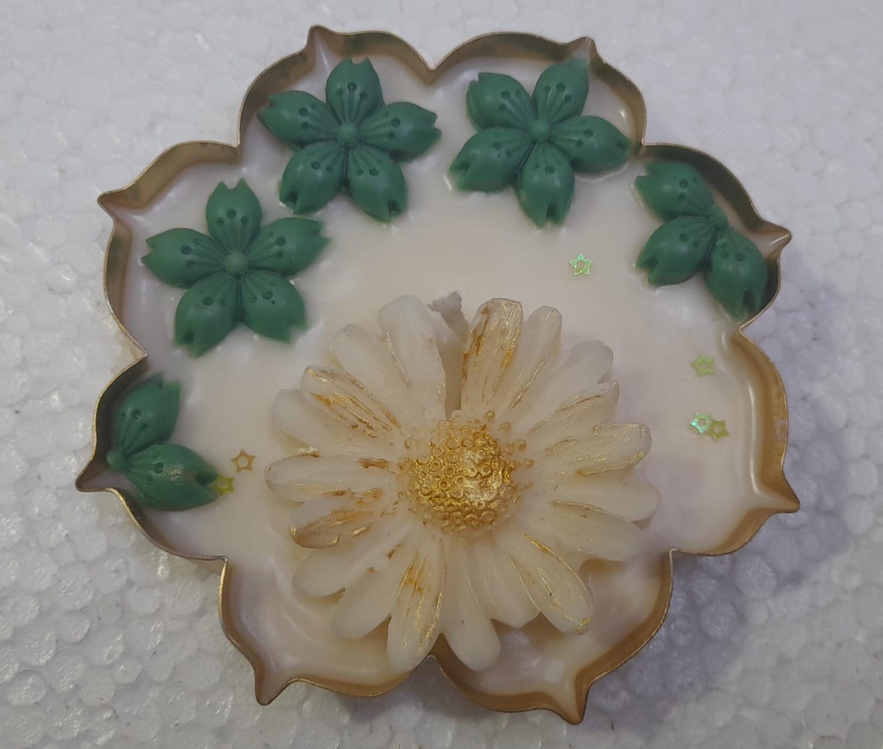 Handcrafted Floral Garden Urli Candle | 4.5 Inch Decorative Candle