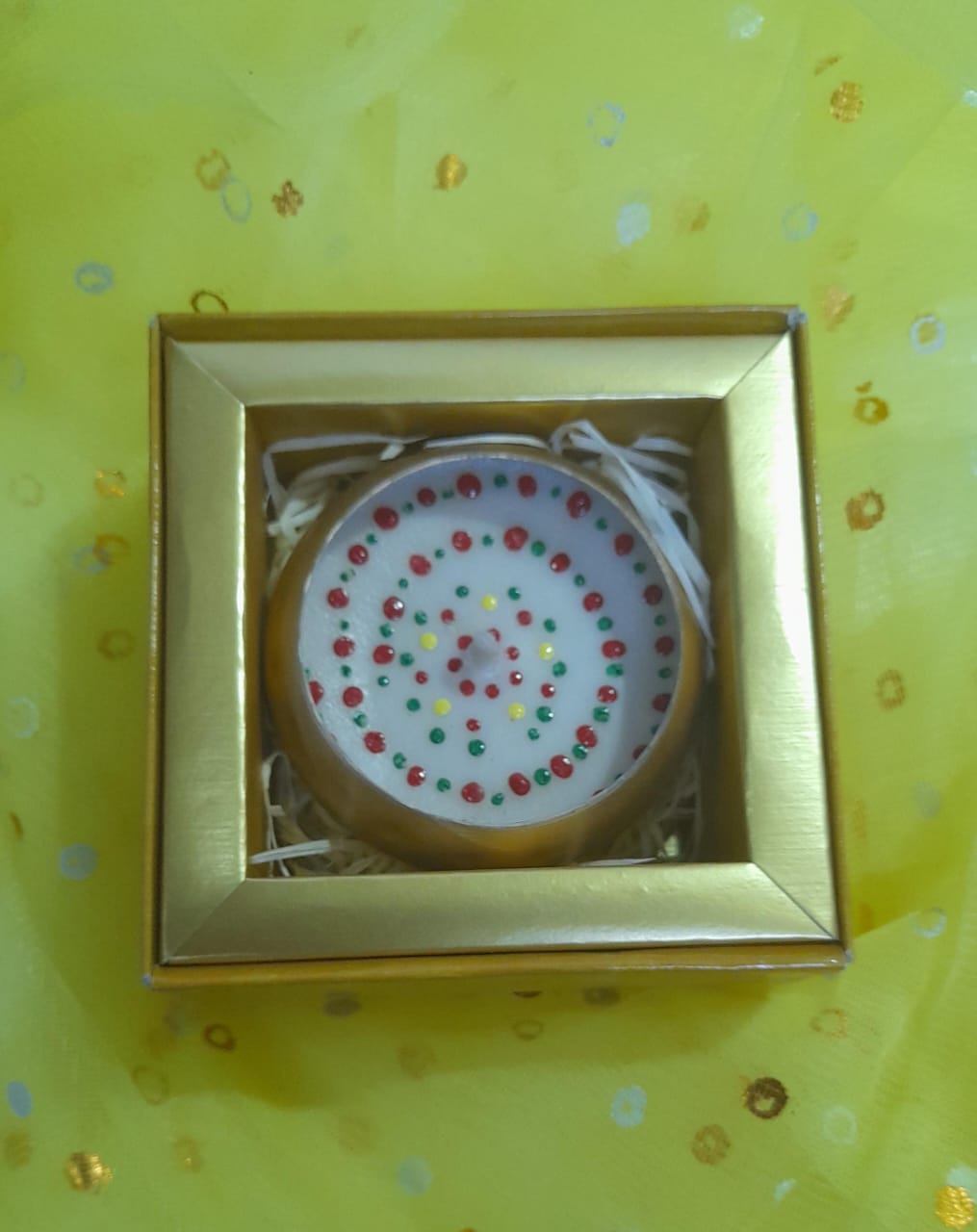 Festive Dot Mandala Candle | Handmade Decorative Tin Candle | Christmas & Holiday Candle Gift