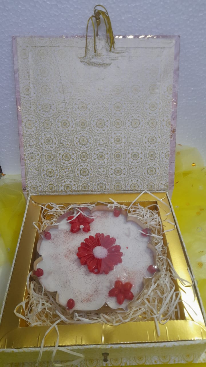 Red Floral Urli Candle | Handmade Decorative Flower Candle | Luxury Home Décor & Gift Candle