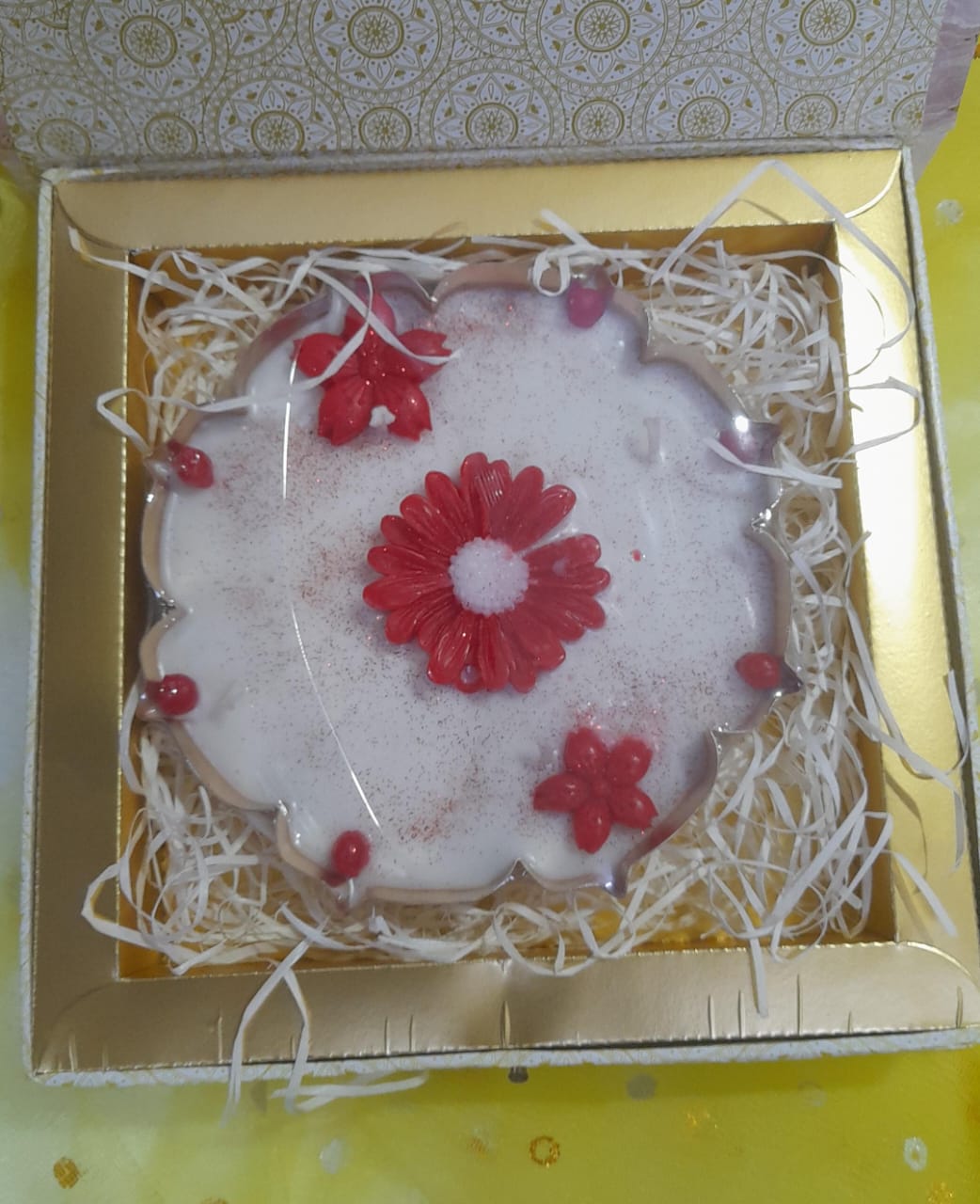 Red Floral Urli Candle | Handmade Decorative Flower Candle | Luxury Home Décor & Gift Candle