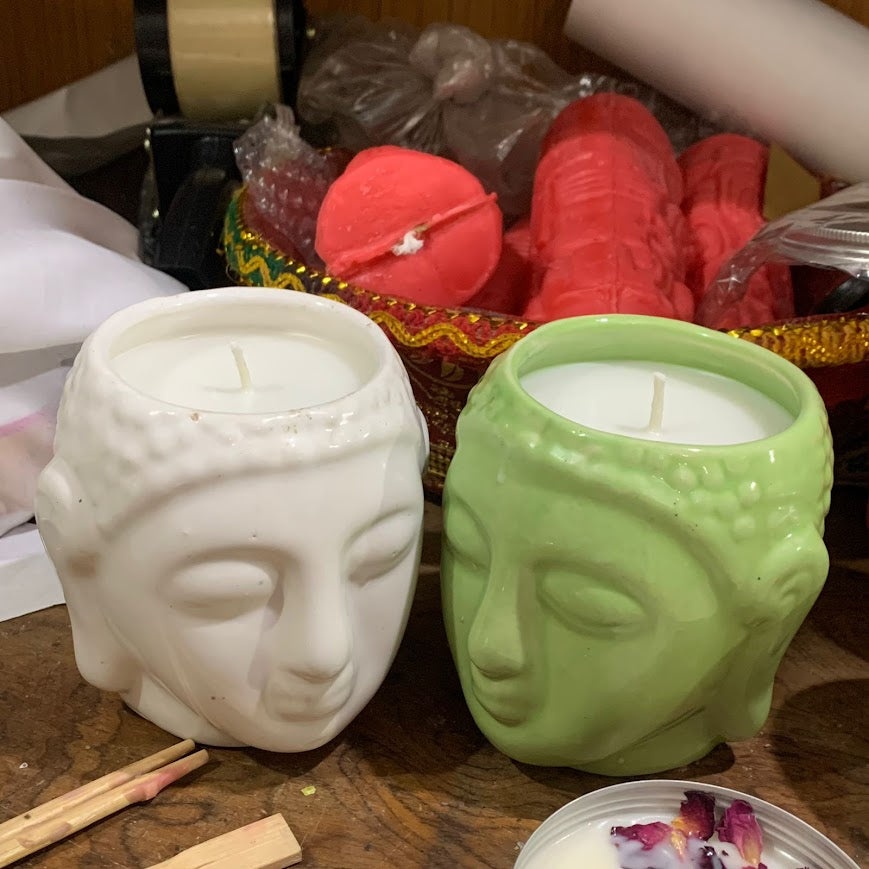 Buddha Head Candle | Handmade Aesthetic Scented Candle