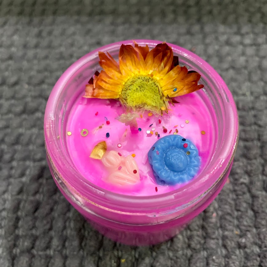 Floral Aroma Candle | Handmade Pink Scented Jar Candle