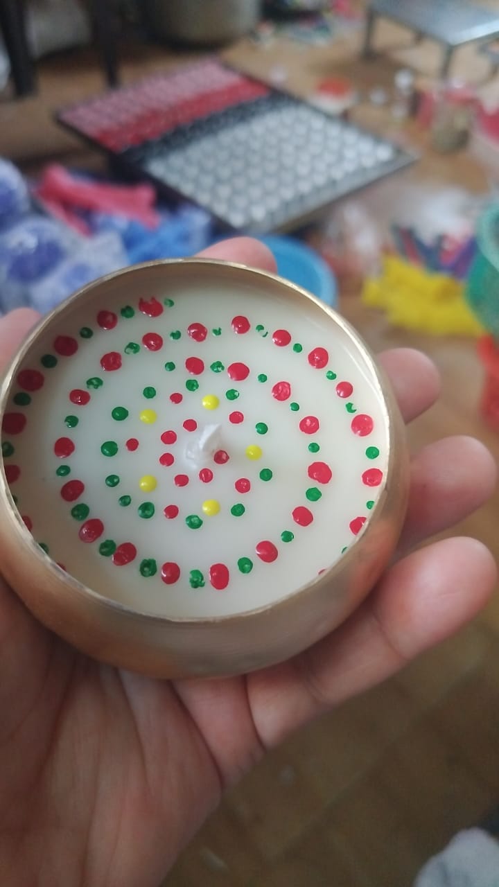 Festive Dot Mandala Candle | Handmade Decorative Tin Candle | Christmas & Holiday Candle Gift
