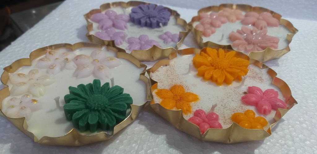 Handmade Floral Urli Candle | Decorative Flower Urli Candle | Luxury Soy Wax Candle for Home Décor & Gifting
