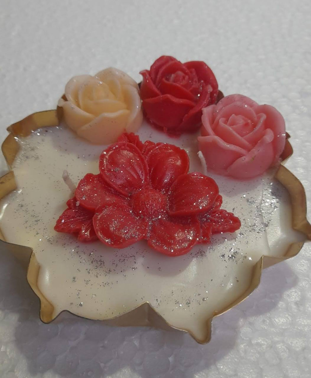 4.5 Inch Floral Urli Candle | Handmade Decorative Flower Urli Candle | Luxury Soy Wax Candle