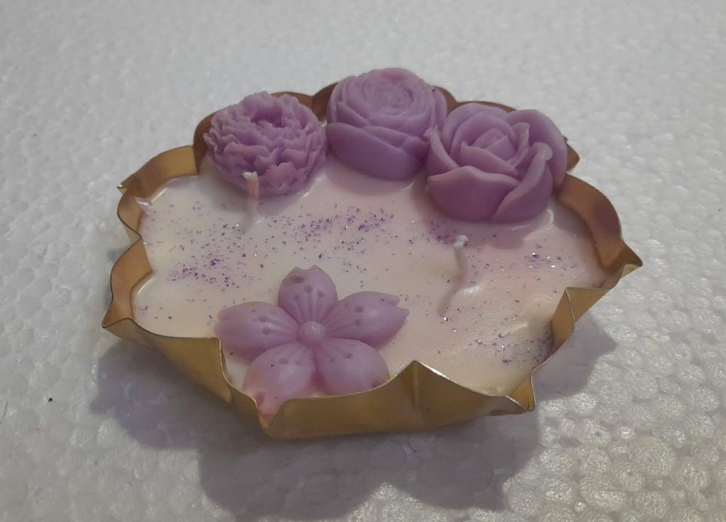 4.5 Inch Floral Urli Candle | Handmade Decorative Flower Urli Candle | Luxury Soy Wax Candle