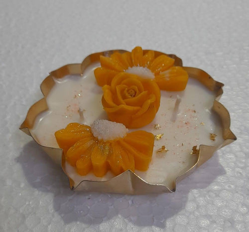 4.5 Inch Floral Urli Candle | Handmade Decorative Flower Urli Candle | Luxury Soy Wax Candle