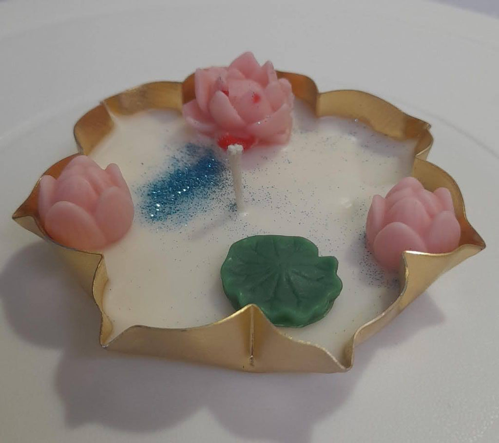 4.5 Inch Floral Urli Candle | Handmade Decorative Flower Urli Candle | Luxury Soy Wax Candle