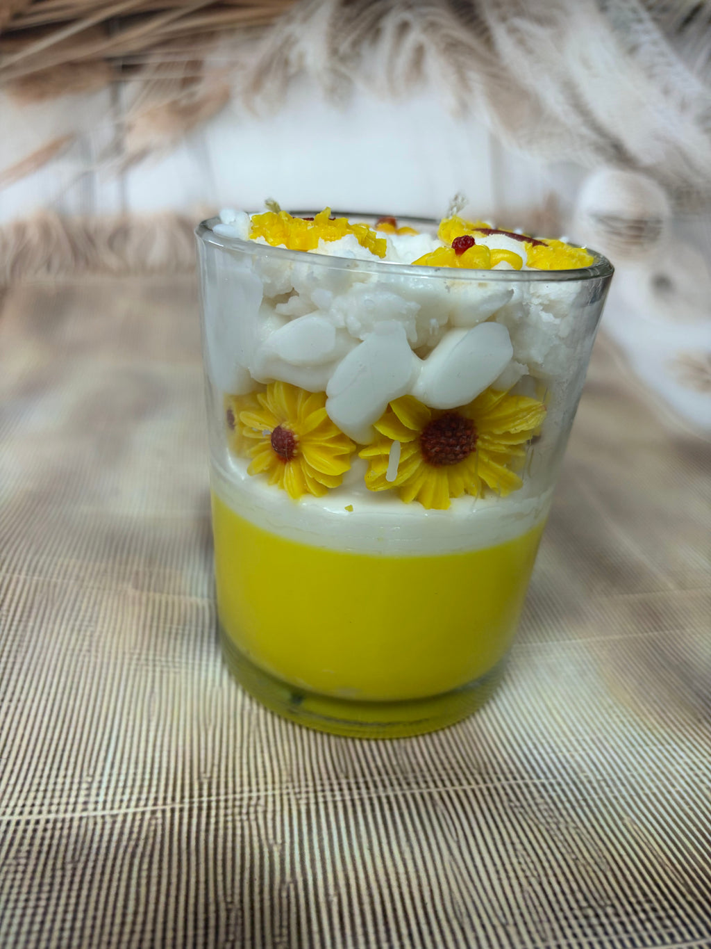 Sunflower Garden Dessert Candle – Handcrafted Floral Decorative Candle