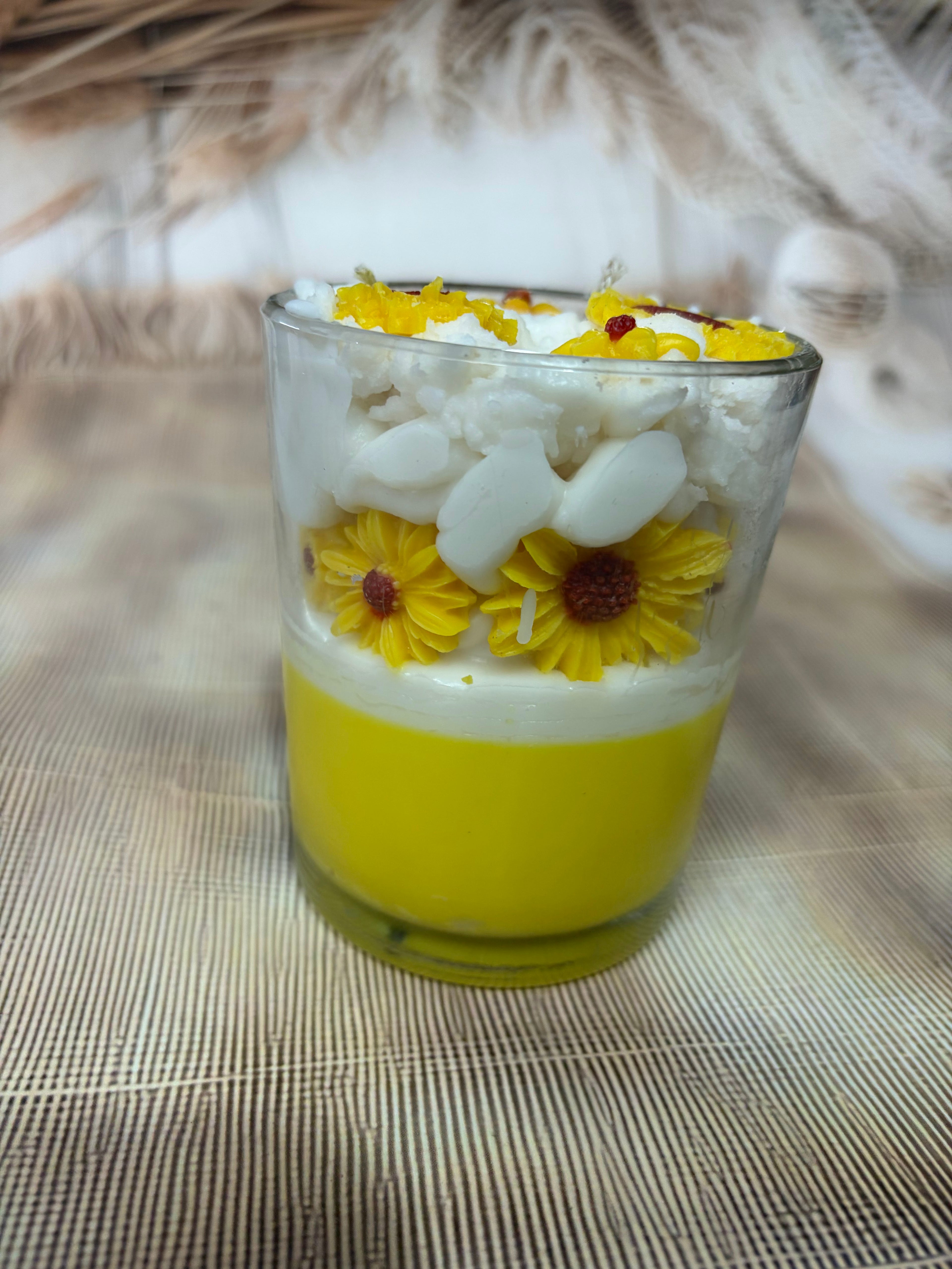 Sunflower Garden Dessert Candle – Handcrafted Floral Decorative Candle