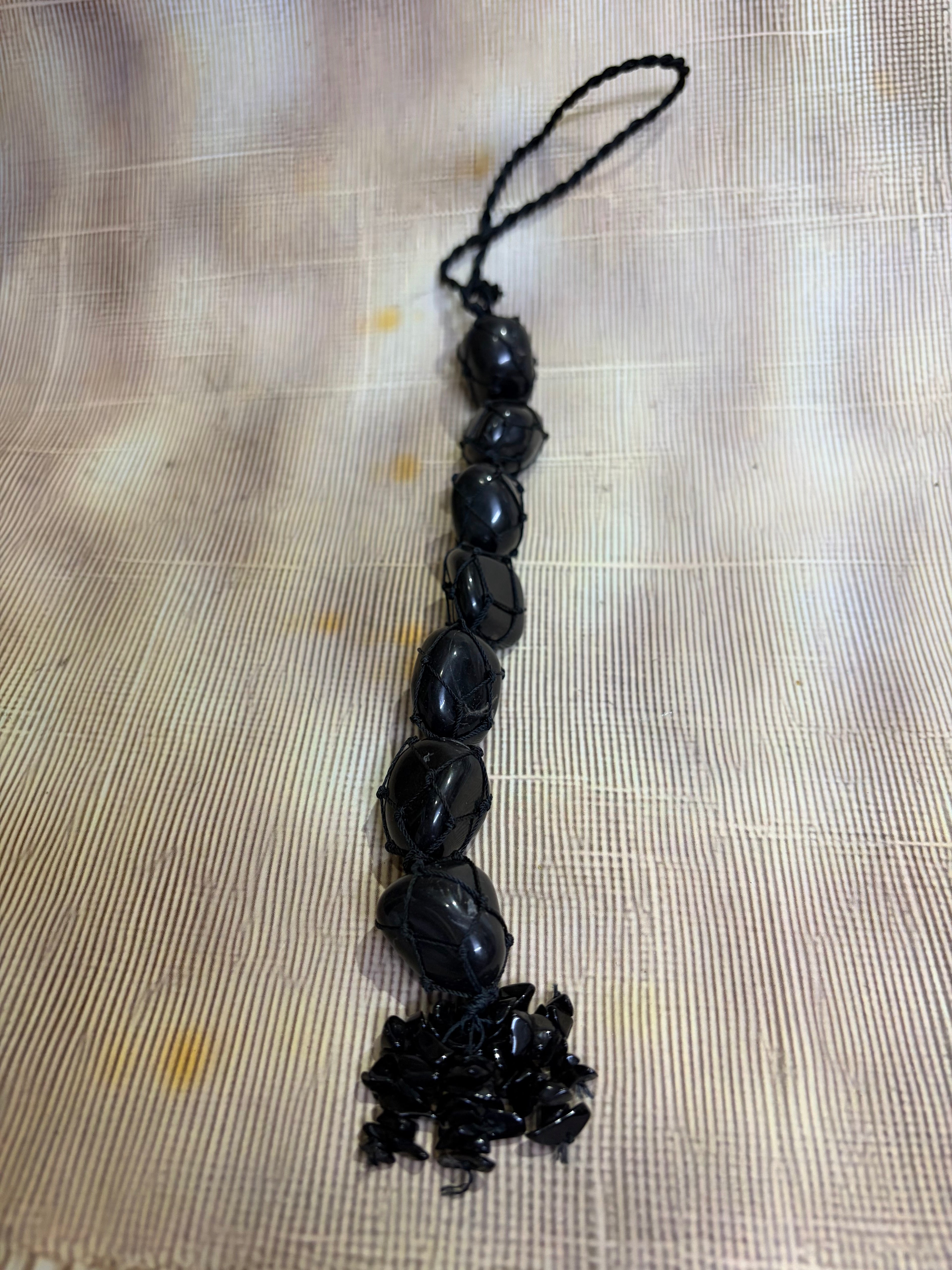 Black Tourmaline Crystal Hanging – Natural Gemstone Protection Hanging for Home, Car & Office Décor