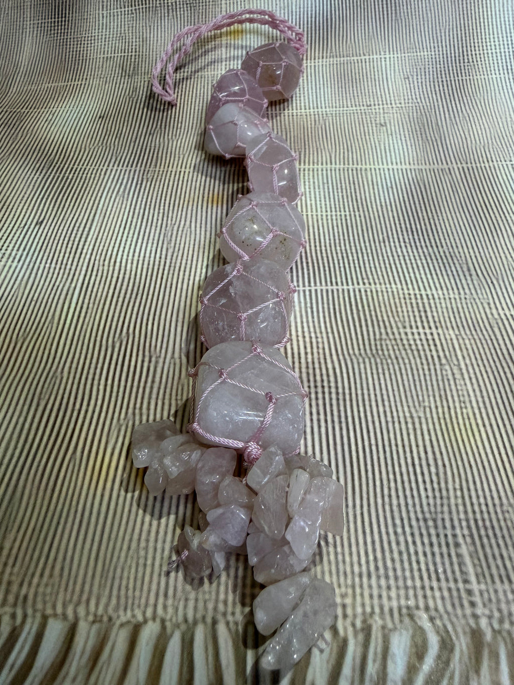 Rose Quartz Crystal Hanging – Natural Gemstone Wall Hanging for Home, Car & Spiritual Décor
