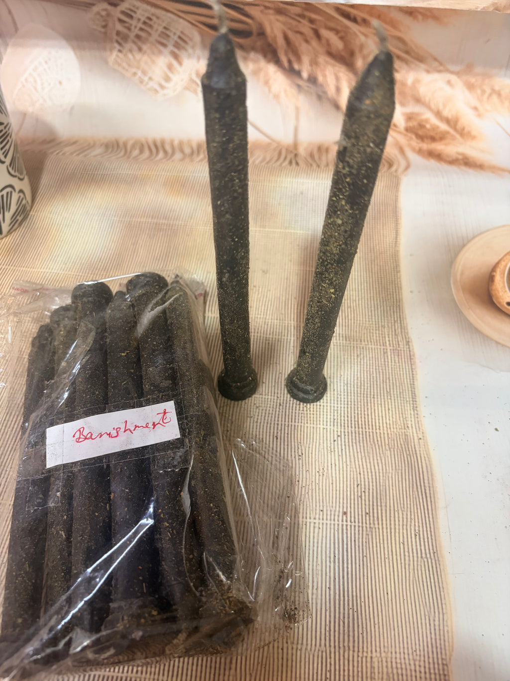 Banishment Ritual Taper Candles Set of 12 | Handcrafted Spiritual Candles for Releasing Negativity, Cord Cutting & Energy Cleansing