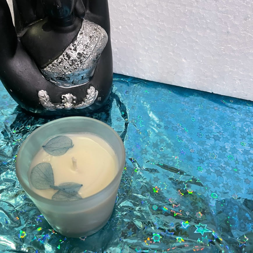 Frosted Glass Botanical Candle | Handmade Scented Candle