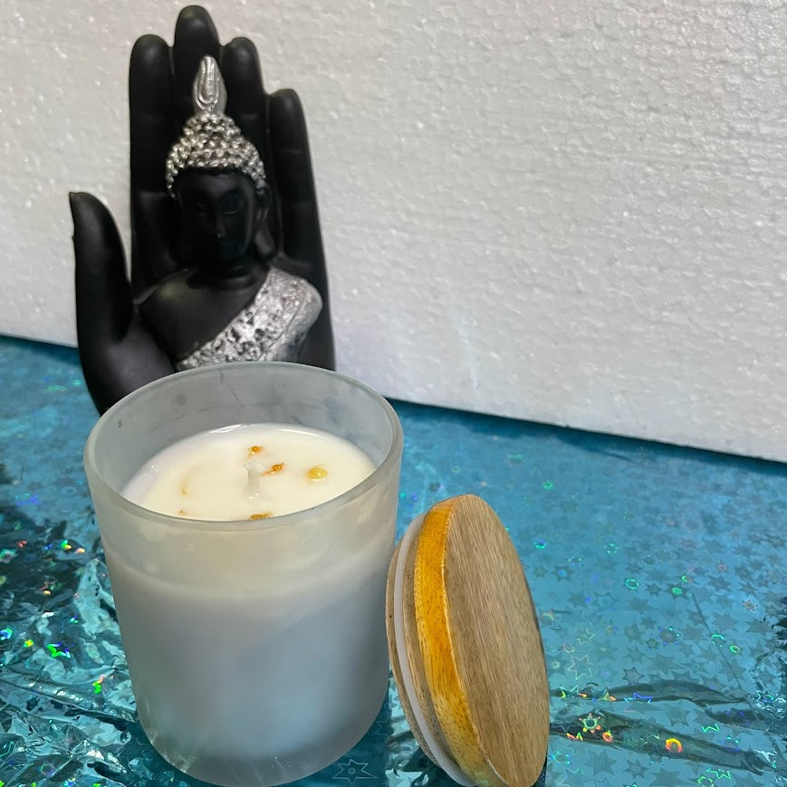 Frosted Glass Botanical Candle | Handmade Scented Candle