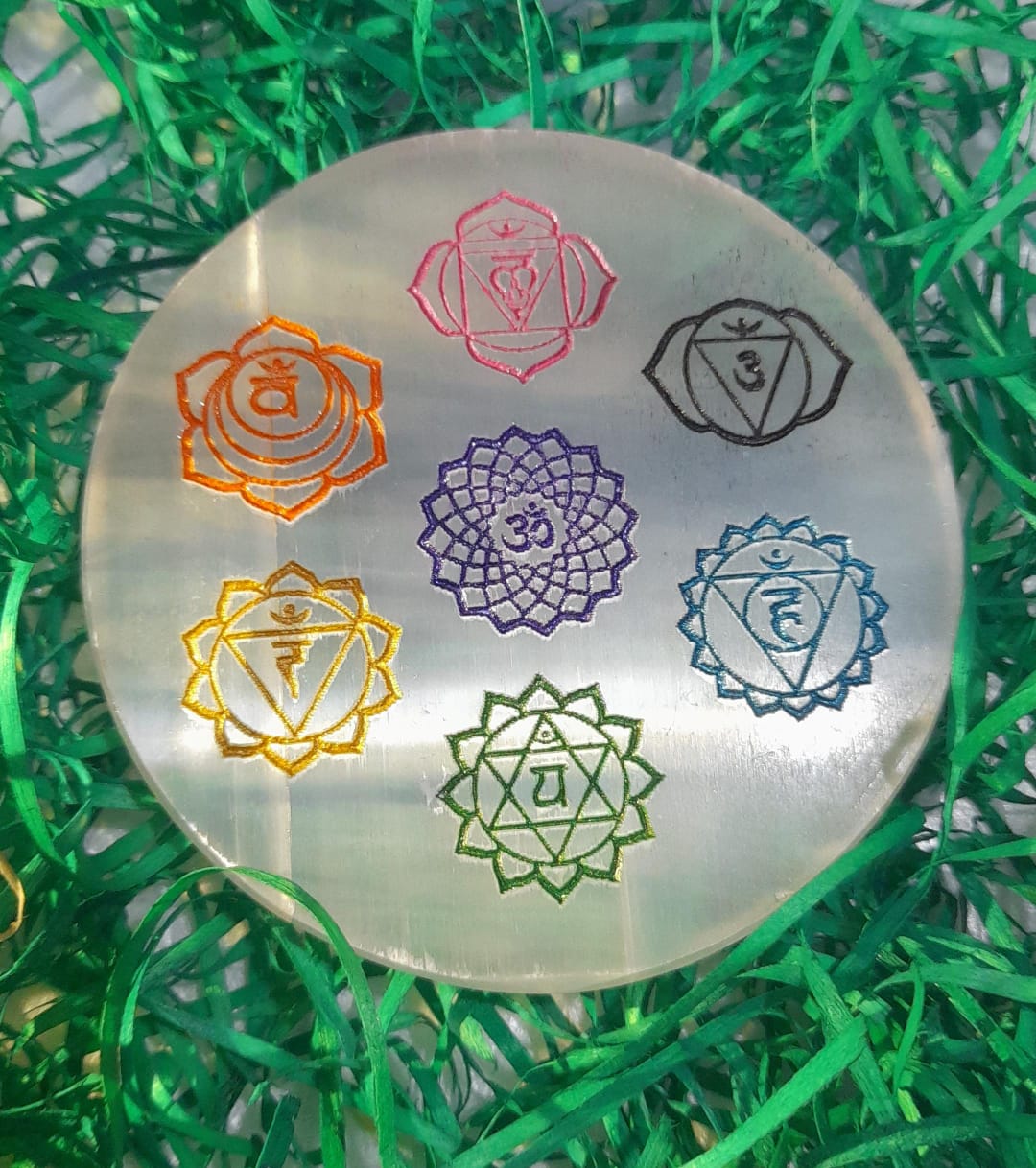 Energised Selenite Charging Plates | Sacred Geometry, Kuber Yantra & 7 Chakra Crystal Charging Boards | Charged & Channelled Energy