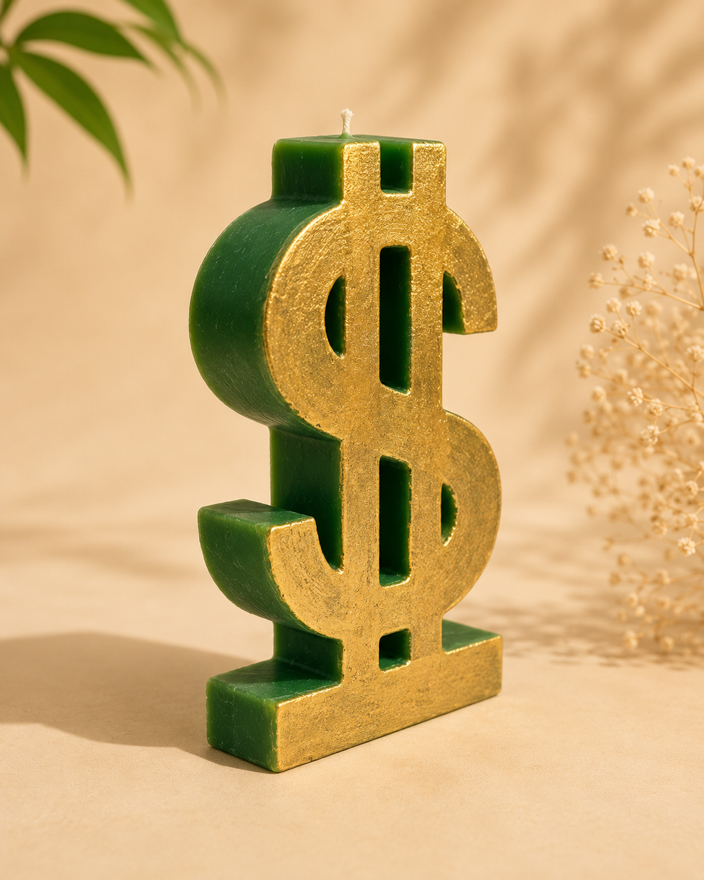 Dollar Symbol Healing Candle | Handmade Wealth & Abundance Candle | Green Manifestation Candle for Prosperity & Success